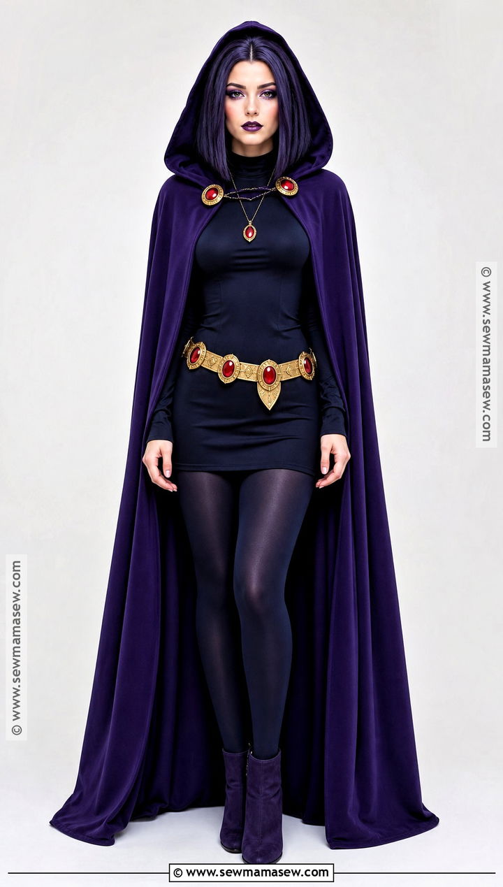 Raven Costume With Purple Hooded Cape - 30 dc costumes for females