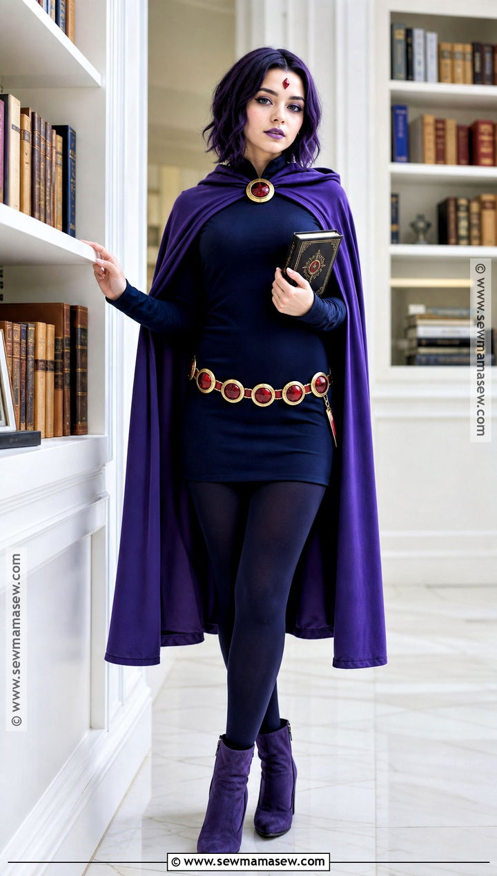 Raven Costume With Purple Hooded Cape - 30 girl superhero costumes
