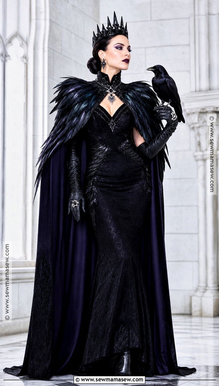 Raven Queen Costume With Feather Cape - 35 dark halloween costumes