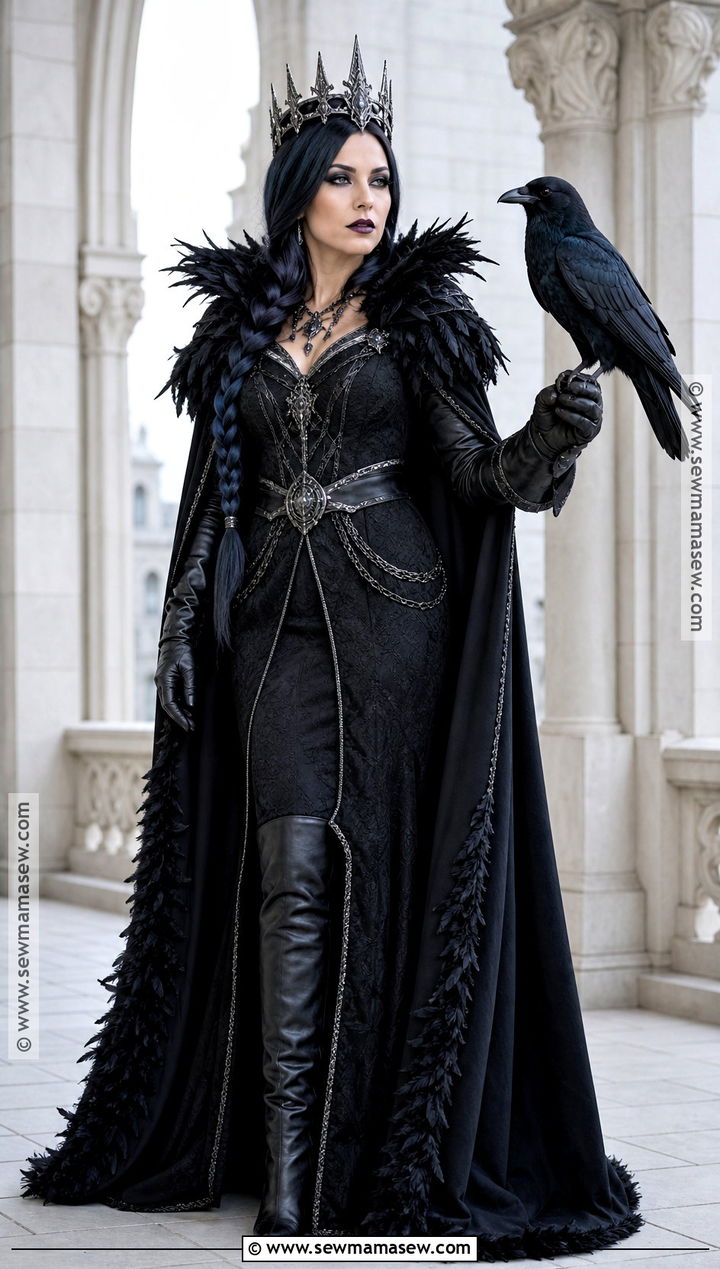 Raven Queen Costume With Feather Cape - 35 scary halloween costume ideas for women