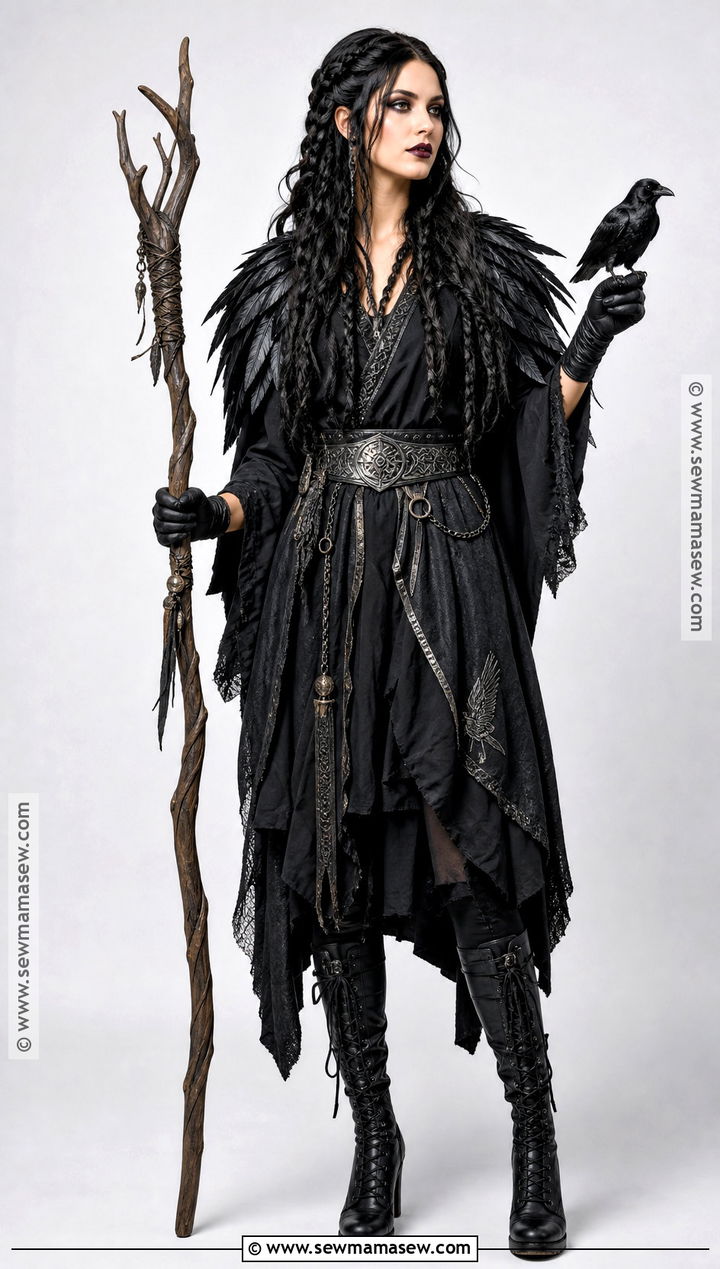 Raven Viking Witch Costume With Feather Cape - 30 viking witch costume ideas