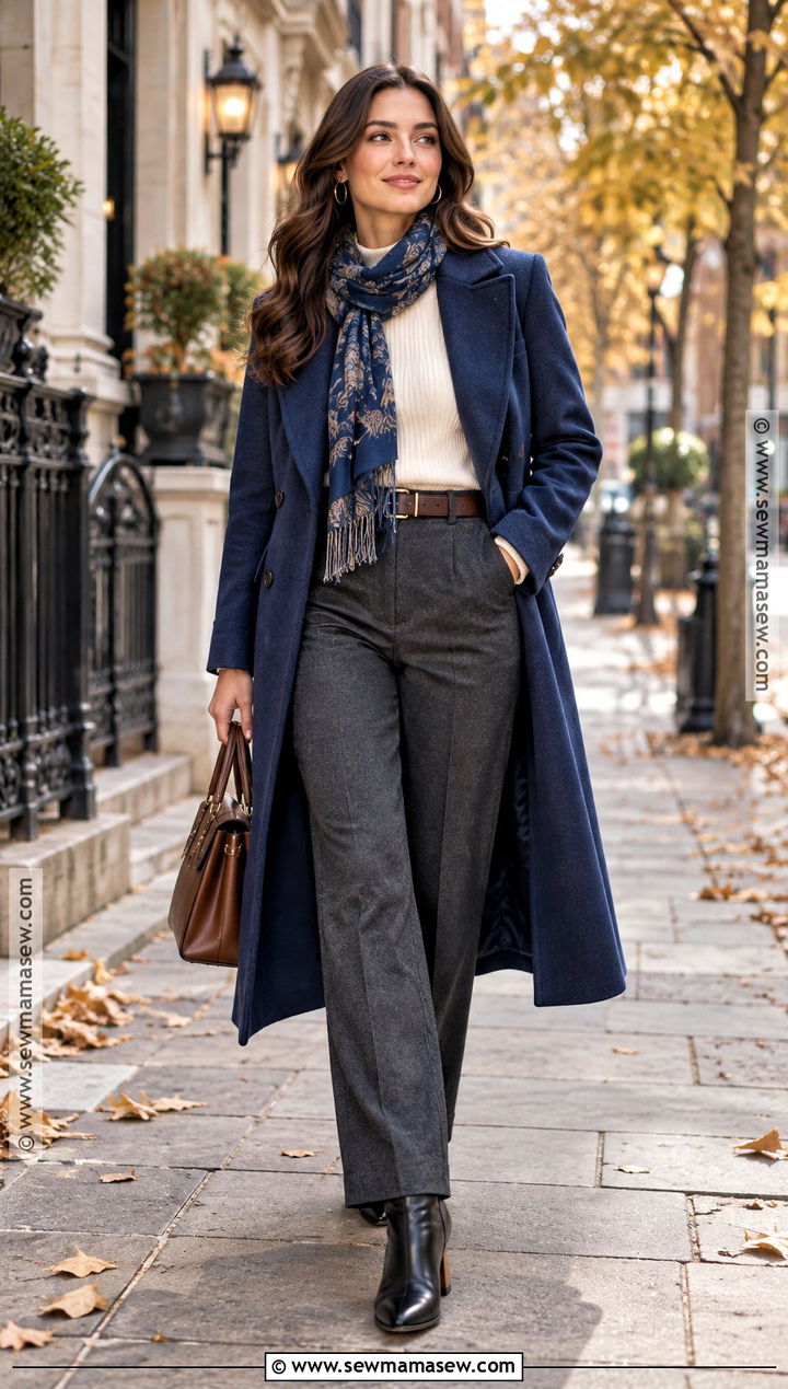 Ravenclaw Blue Coat And Bronze Accessories Outfit - 15 Ravenclaw Fall Outfit Ideas