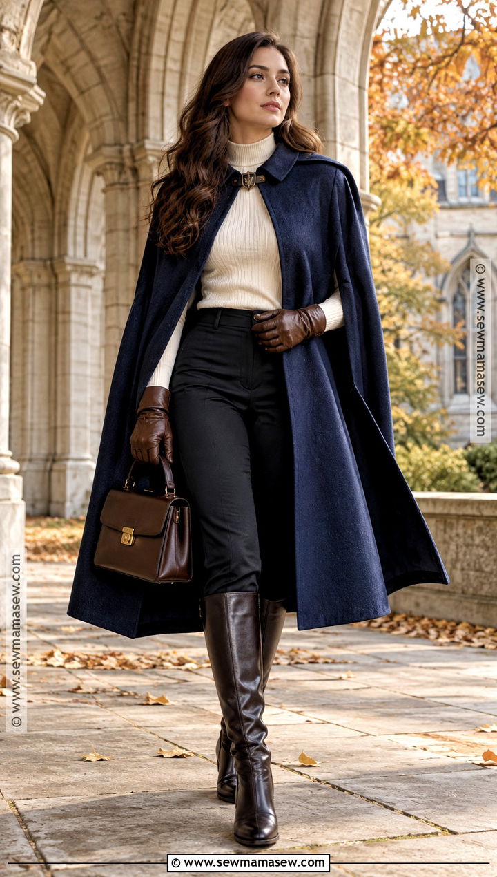 Ravenclaw Cape Coat And Ankle Boots Outfit - 15 Ravenclaw Fall Outfit Ideas