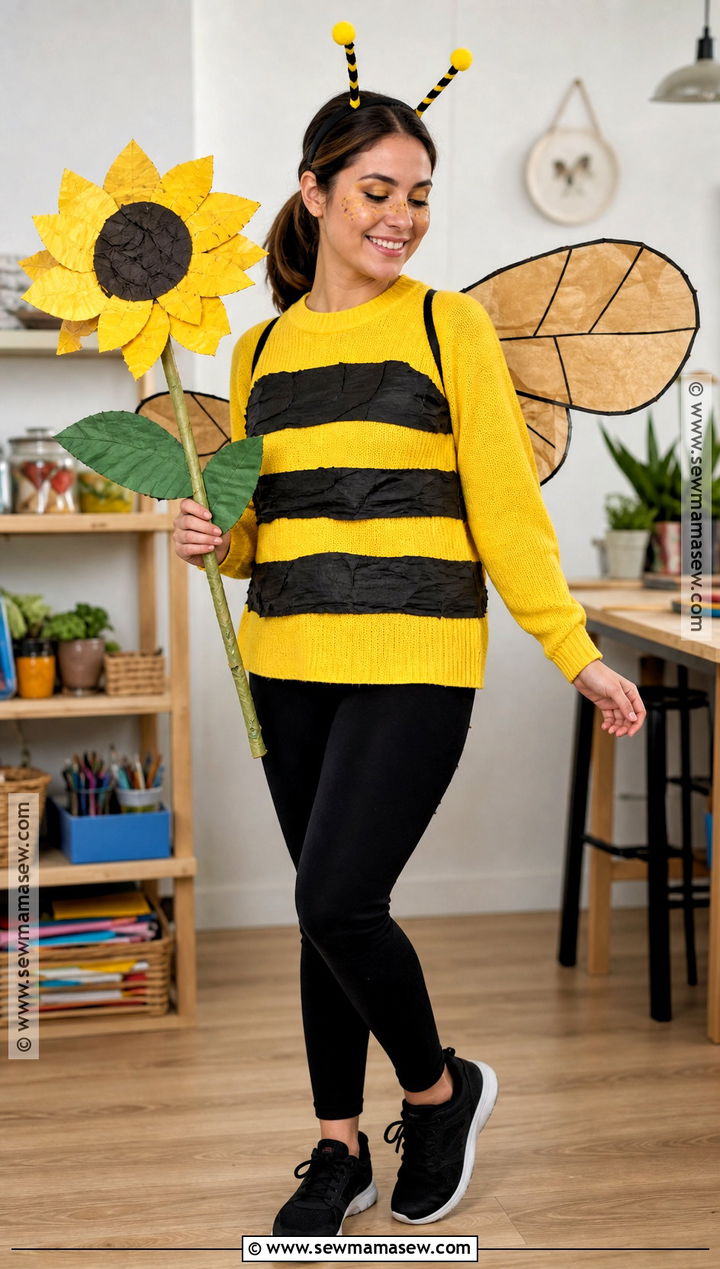 Recycled Bumble Bee Costume With Cardboard Wings - 30 Bumble Bee Costume Ideas for Women