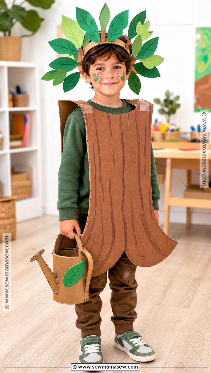 Recycled Cardboard Tree Costume - 30 tree costume ideas for kids