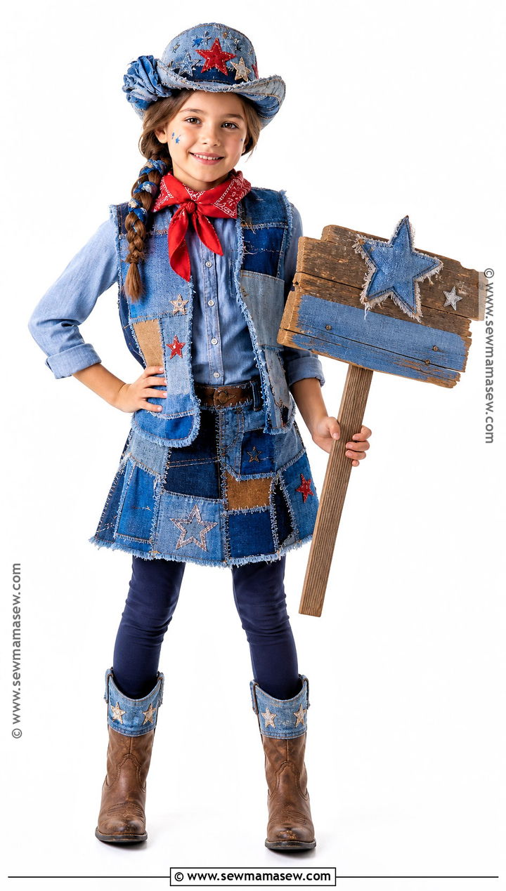 Recycled Denim Cowgirl Costume - 30 cowgirl costume ideas for kids