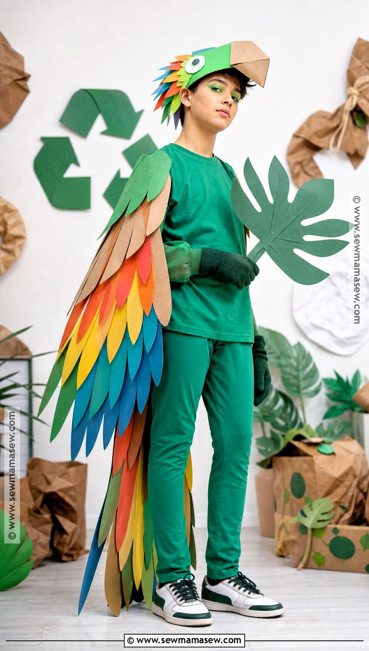 Recycled Paper Parrot Costume - 35 parrot costume ideas