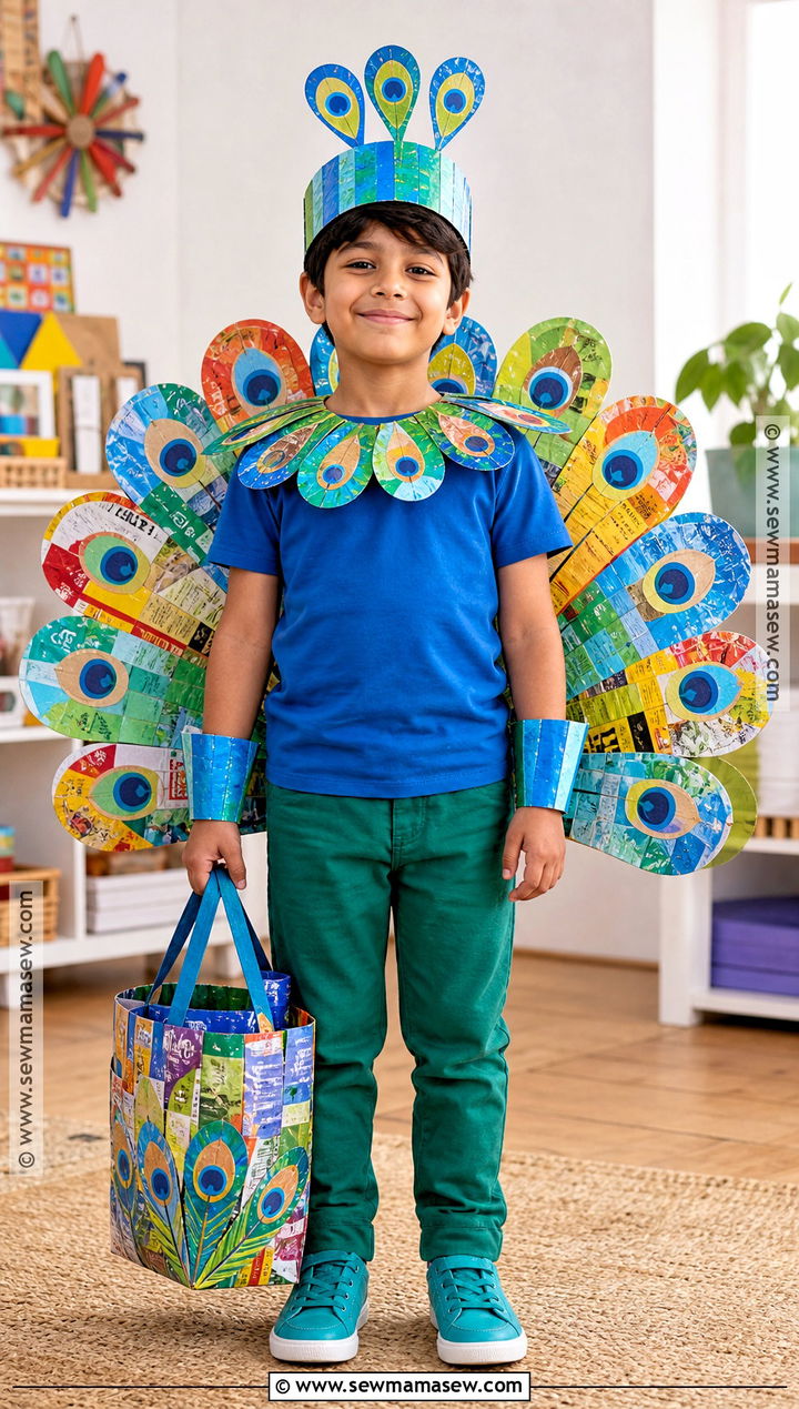 Recycled Paper Peacock Costume - 30 peacock costume ideas for kids