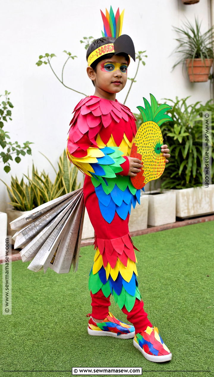 Recycled Parrot Costume - 35 recycled costumes for kids