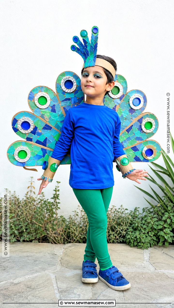 Recycled Peacock Costume - 35 recycled costumes for kids