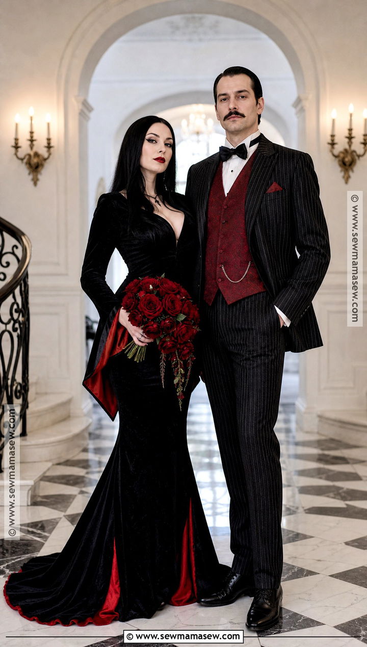 Red Accent Morticia And Gomez Costume - 40 morticia and gomez addams costume ideas