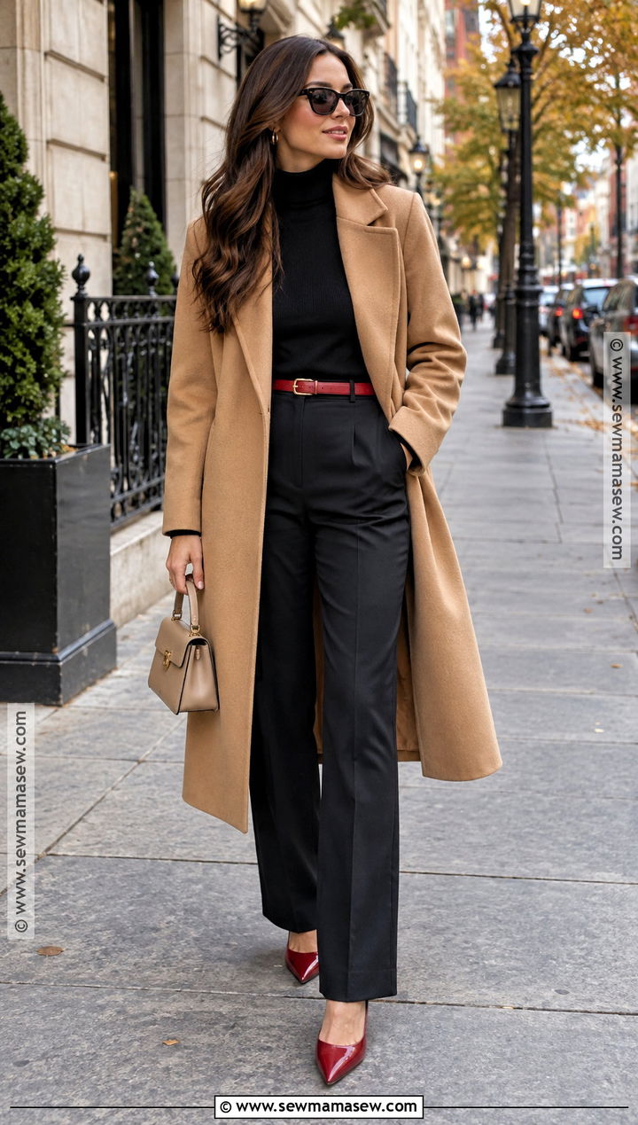 Red Accessories With Neutral Coat Outfit - 15 Fall 2026 Accessories Trends