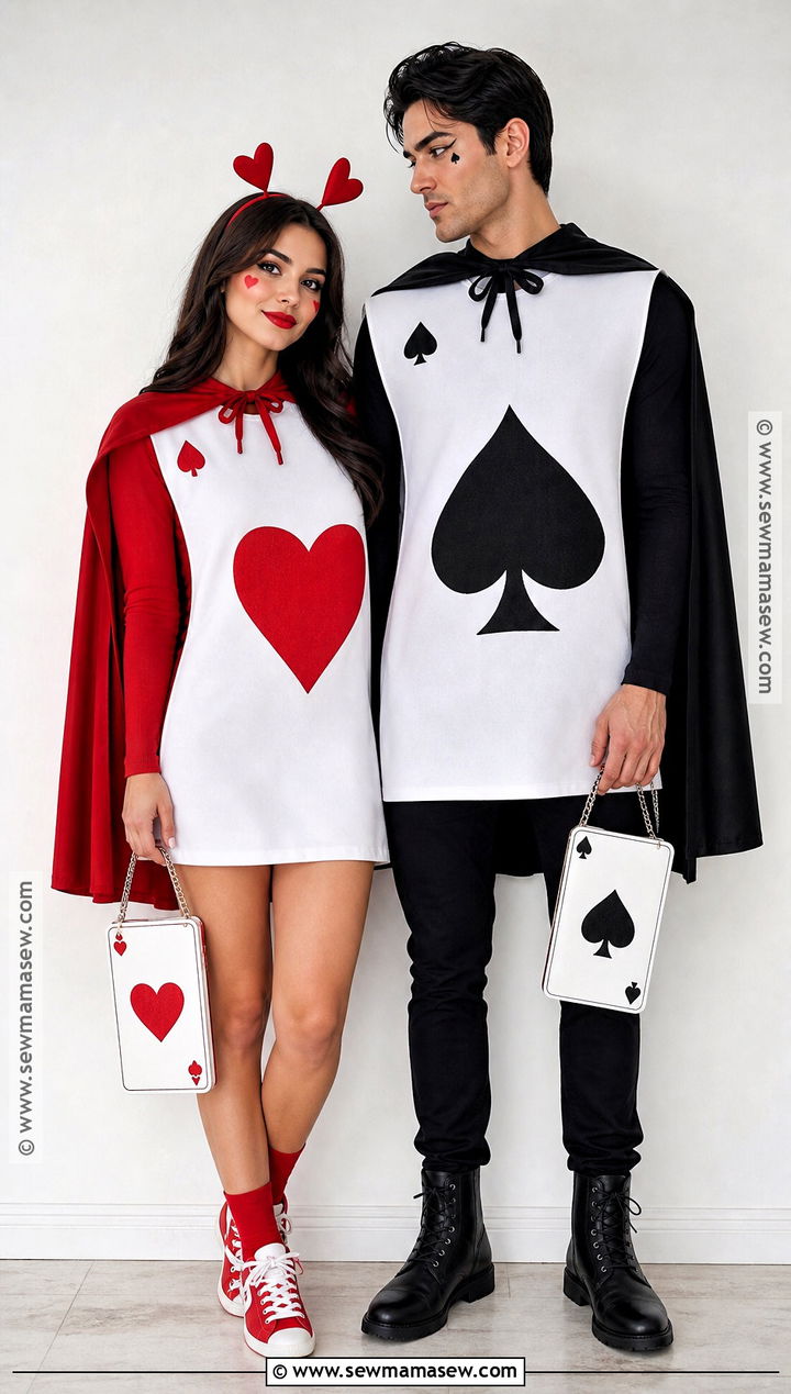 Red And Black Ace Couple Costume - 30 playing card costume ideas