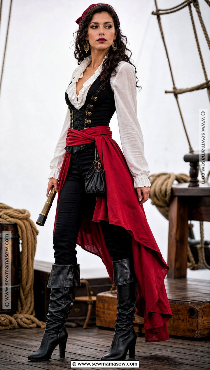 Red And Black Buccaneer Cosplay - 30 pirate cosplay ideas for females