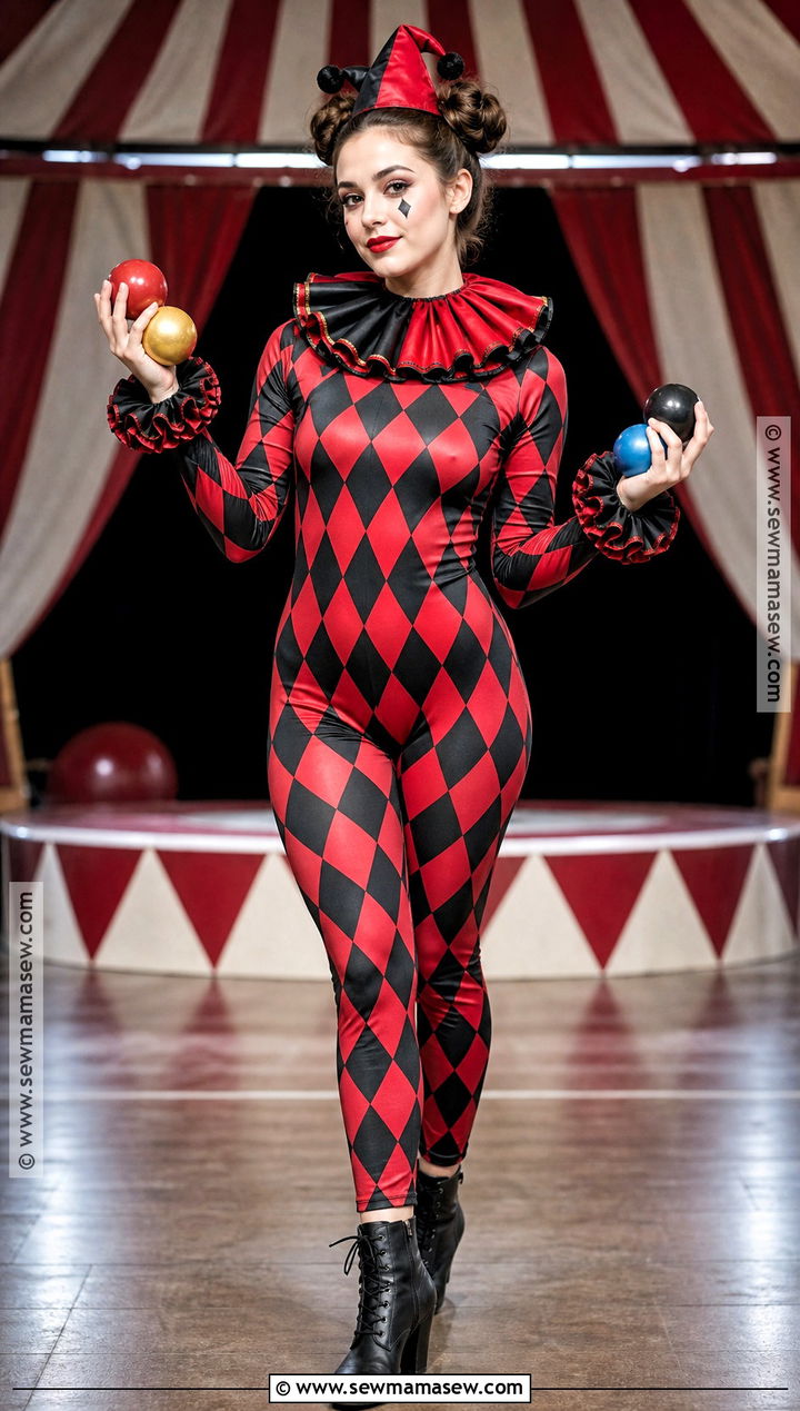 Red And Black Harlequin Circus Costume - 30 circus costumes