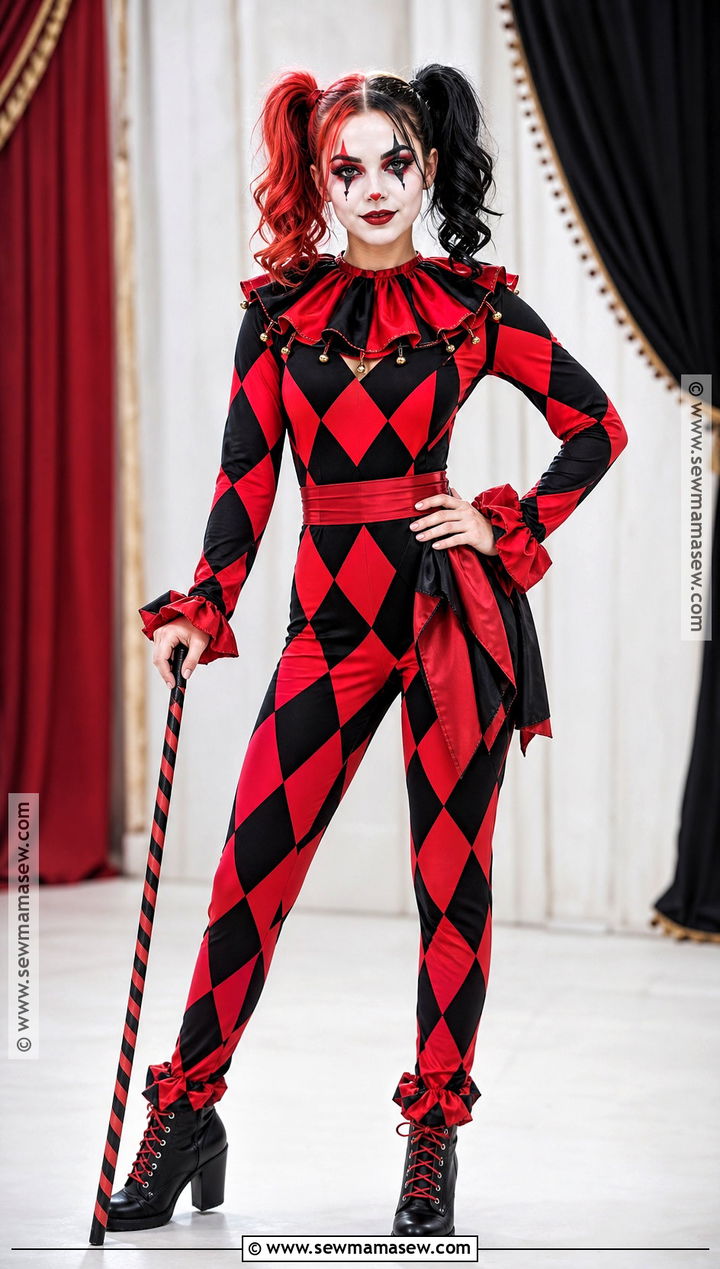 Red And Black Harlequin Clown Costume - 30 Costume Clown Ideas