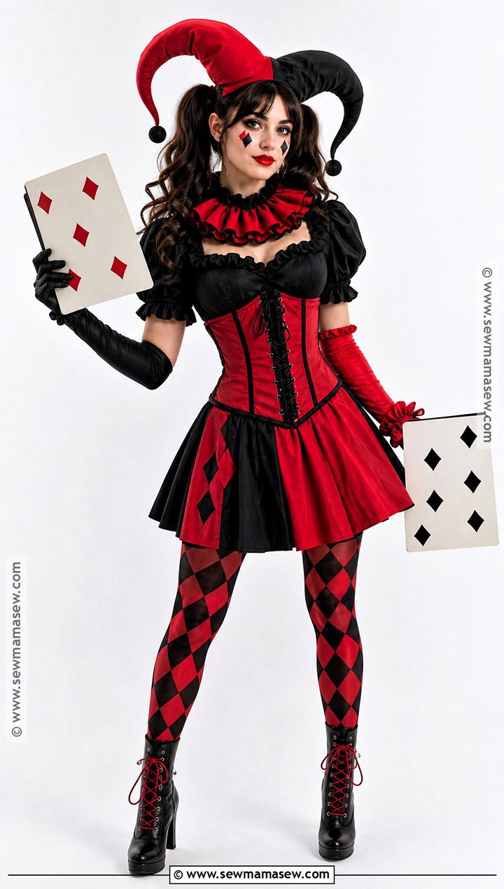 Red And Black Jester Corset Costume - 35 Red Corset Costume Ideas