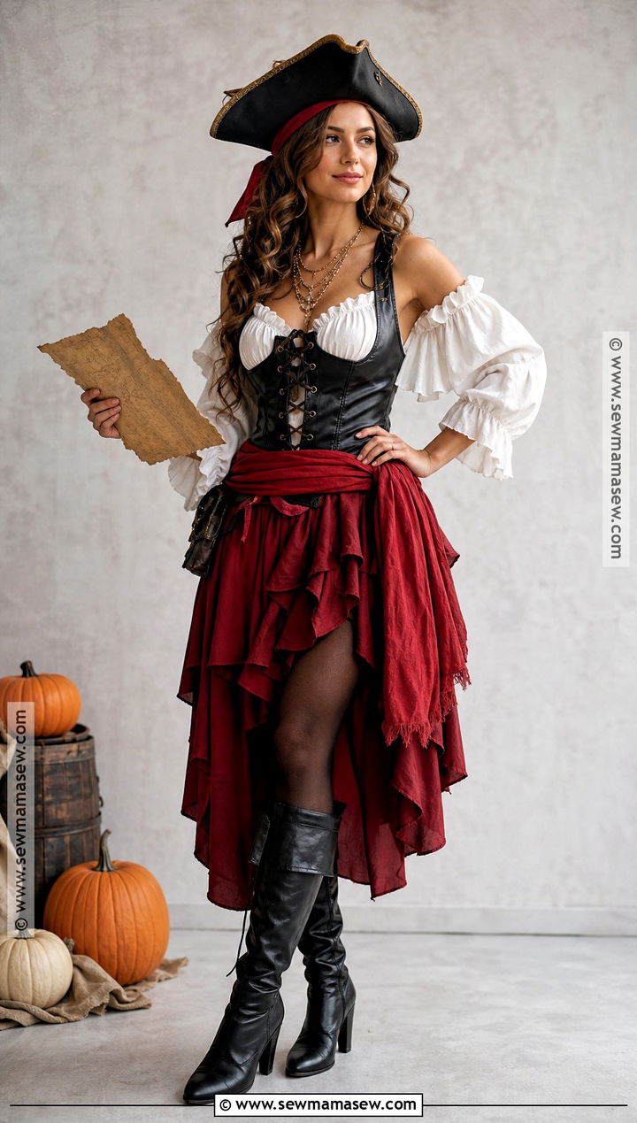 Red And Black Pirate Costume - 50 pirate costume ideas for women