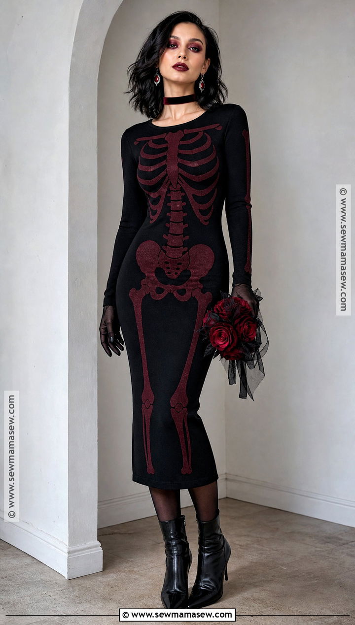 Red And Black Skeleton Dress Costume - 35 skeleton dress ideas