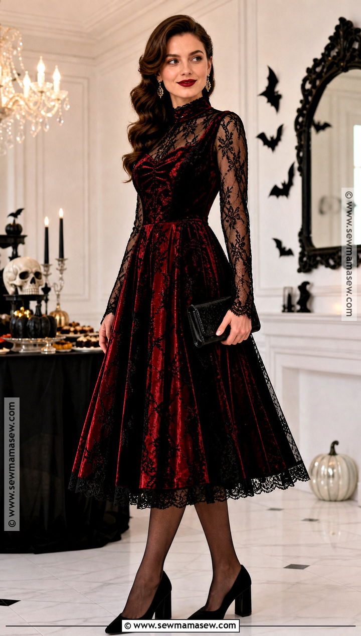 Red And Black Vampire Halloween Dress With Pumps - 30 halloween dresses
