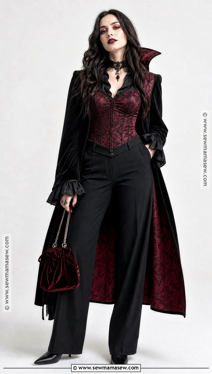 Red And Black Vampire Outfit With Corset Top - 30 female vampire outfit ideas