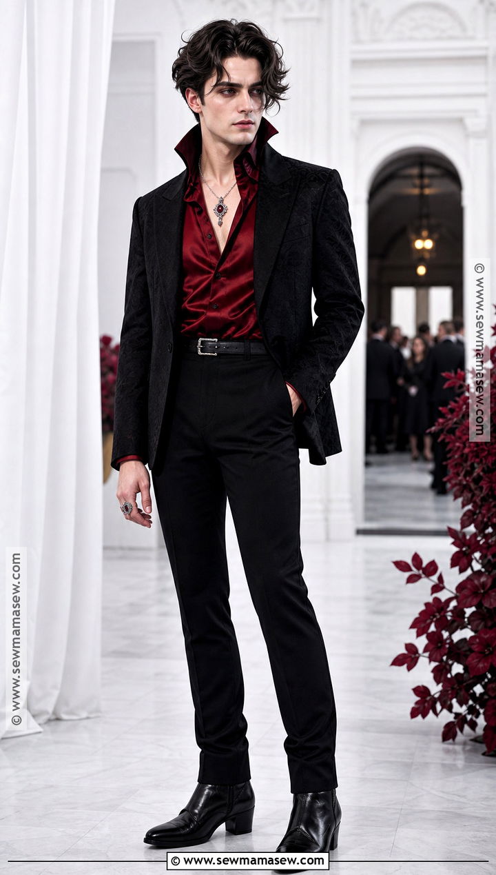 Red And Black Vampire Outfit With Trousers - 30 male vampire outfit ideas
