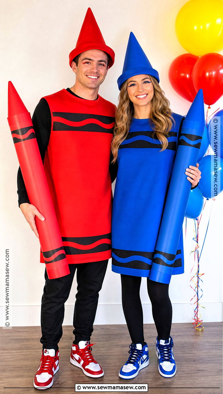 Red And Blue Couple Crayon Costume - 35 crayon costume ideas