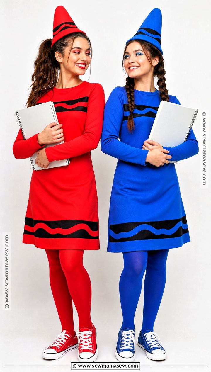Red And Blue Crayon Duo Costume - 45 halloween costumes women duo