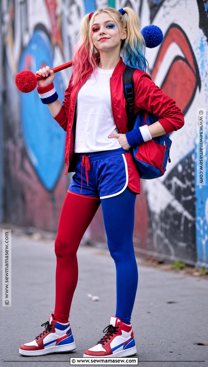 Red And Blue Harley Quinn Costume - 35 batman costume ideas for girls