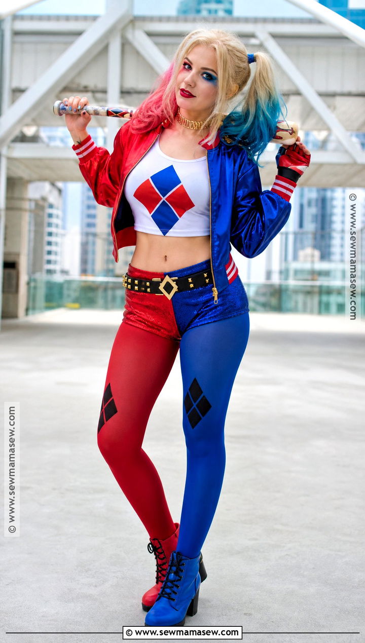 Red And Blue Harley Quinn Costume - 40 batman costume ideas for women
