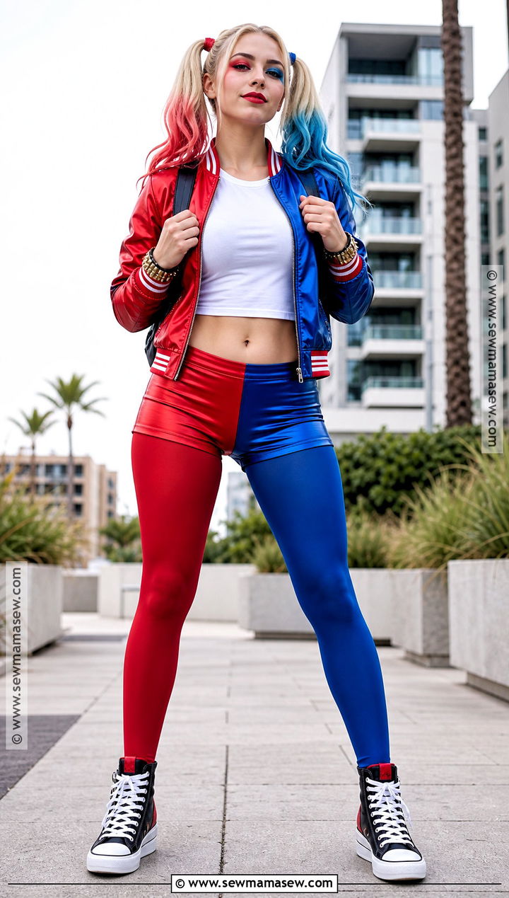 Red And Blue Harley Quinn Costume - 30 batman female costume ideas