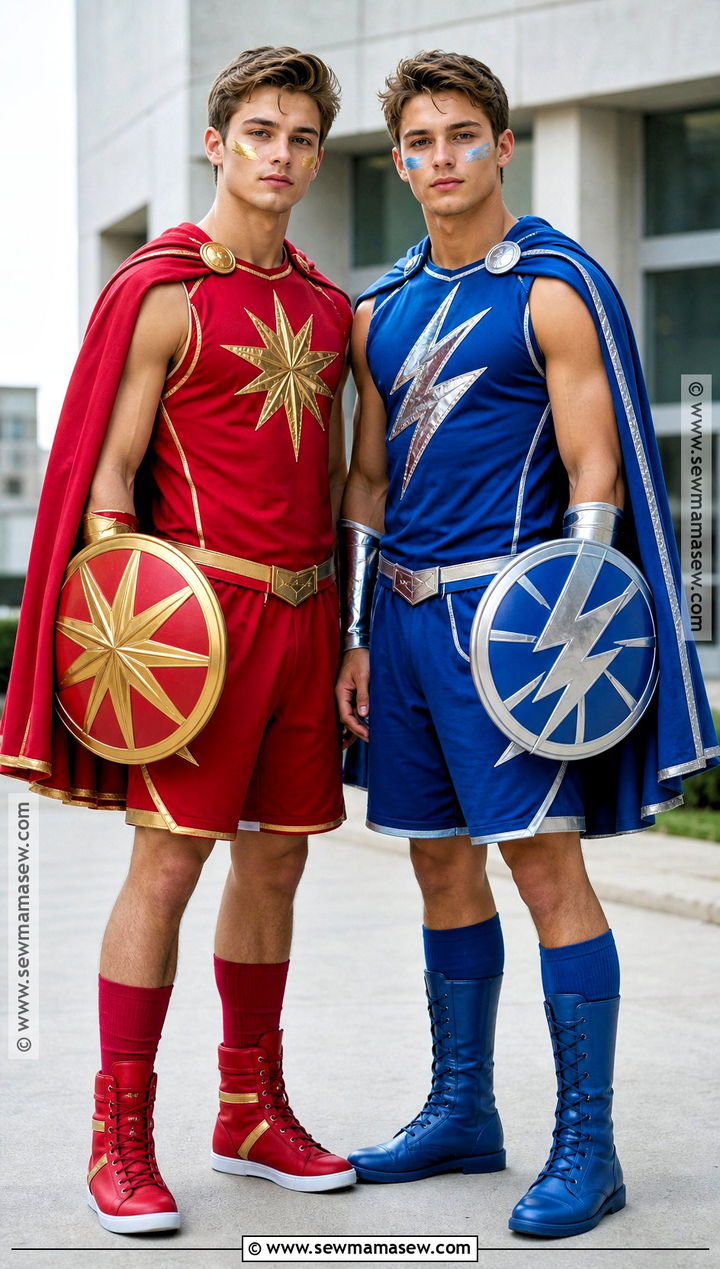 Red And Blue Superhero Twin Costume - 35 twin costume ideas