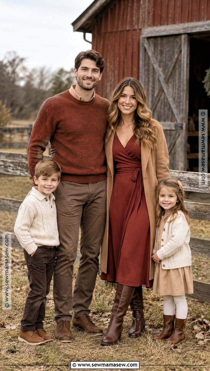 Red And Brown November Family Photo Outfits - 20 november family pictures outfits