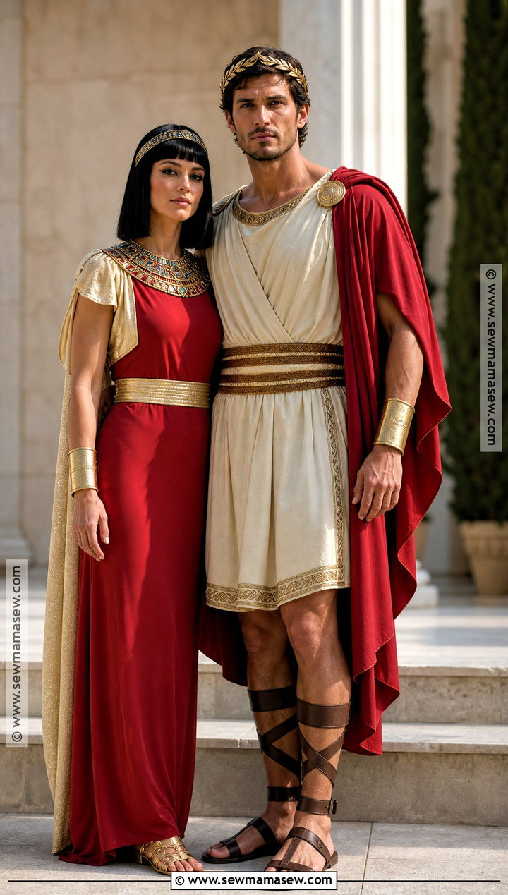 Red And Gold Cleopatra Couple Costume - 30 cleopatra couple costume ideas