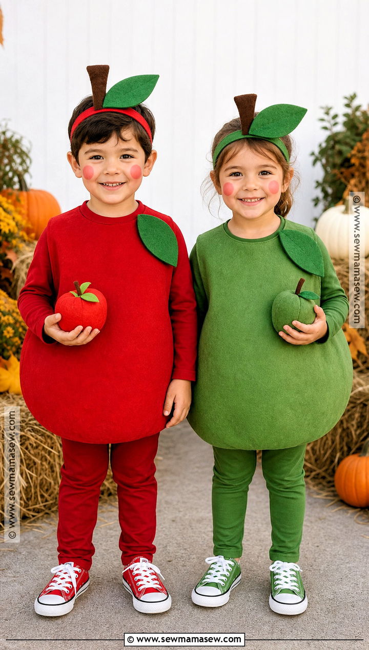 Red And Green Apple Costume Duo - 30 apple costume ideas for kids
