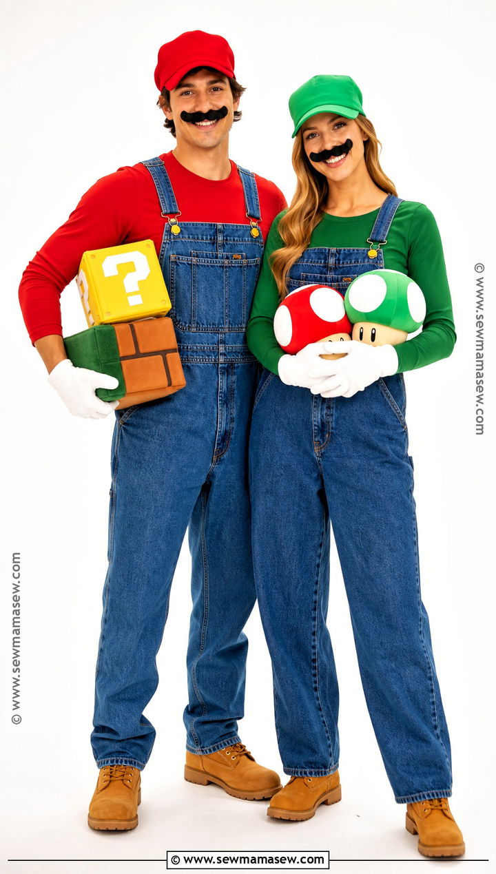 Red And Green Plumber Couple Costume - 50 halloween costume ideas