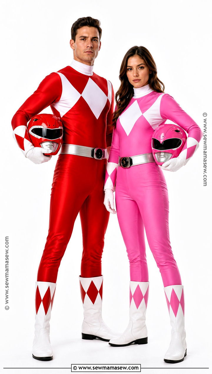 Red And Pink Power Rangers Couple Costume - 30 90S Costume Ideas for Couples