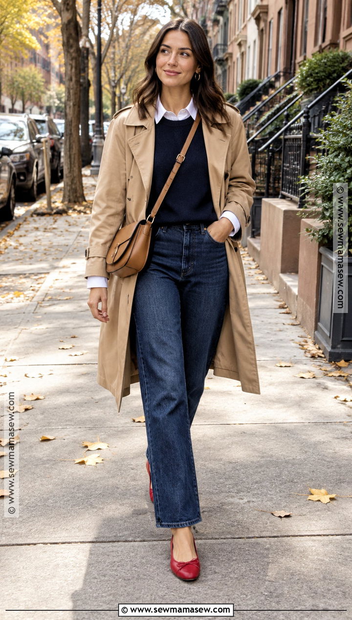 Red Ballet Flats With Dark Jeans - 20 fall flats ideas
