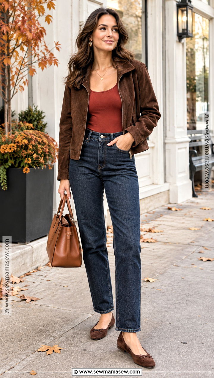Red Bodysuit With Dark Wash Jeans - 15 Body Suit Outfits Fall Casual