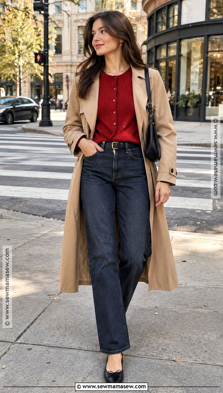 Red Cardigan And Dark Wash Jeans Fall Outfit - 15 Fashion Fall Ideas 2026