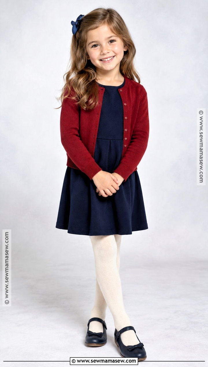Red Cardigan And Navy Dress School Photo Outfit - 15 fall school photos outfits