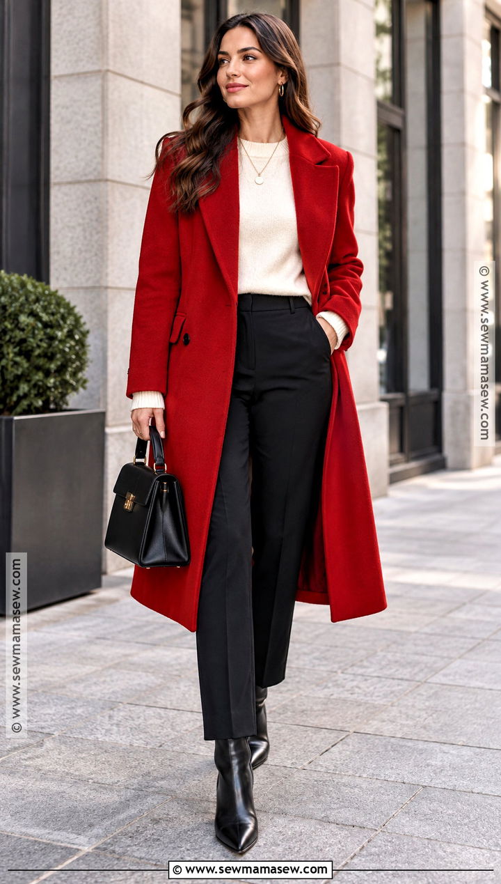 Red Coat And Neutral Fall Outfit - 15 Fall Lookbook Ideas 2026