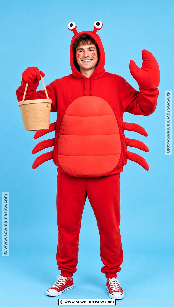 Red Crab Costume With Claw Mittens - 30 under the sea costume ideas