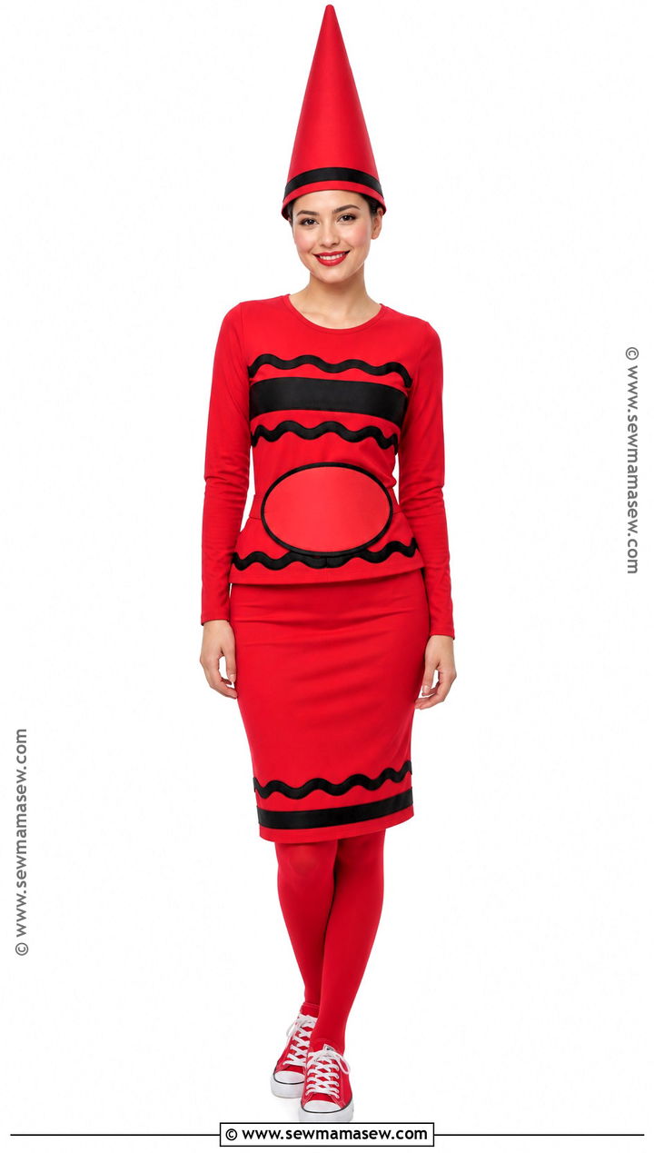 Red Crayon Costume With Red Pencil Skirt - 30 Red Skirt Halloween Costume Ideas