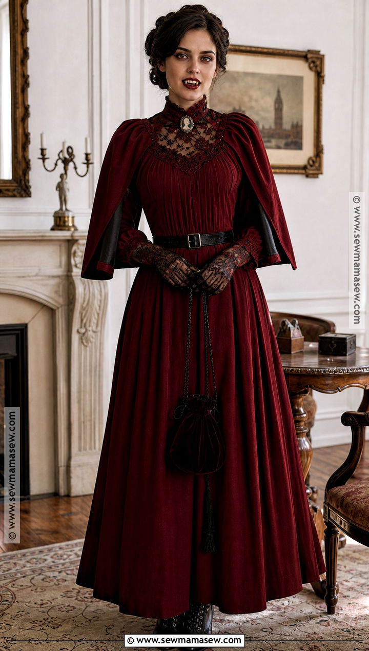 Red Edwardian Vampire Dress Costume - 35 red vampire dress ideas