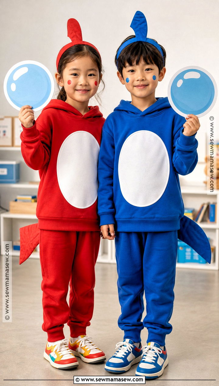 Red Fish And Blue Fish Duo Costume - 30 dr seuss dress up days ideas