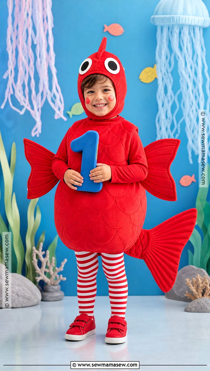 Red Fish Costume With Striped Leggings - 30 dr seuss characters dress up ideas