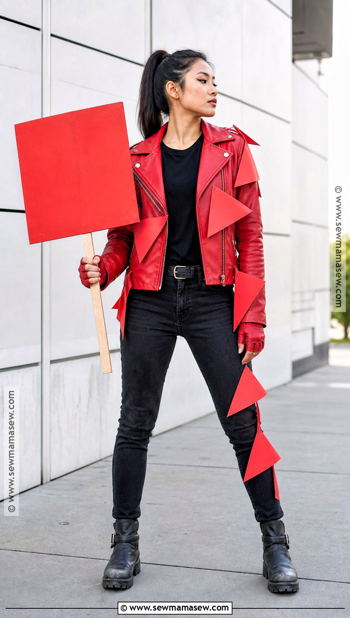 Red Flag Biker Costume With Faux Leather Jacket - 30 red flag costume ideas