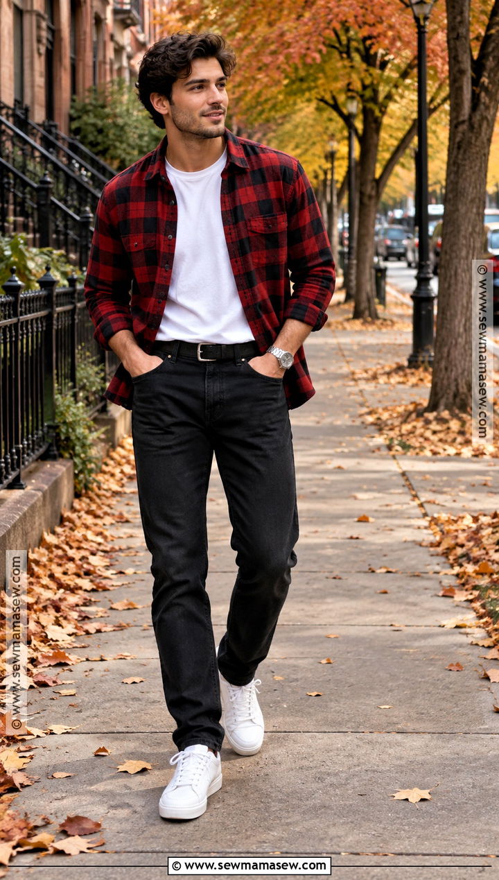 Red Flannel Outfit With Black Jeans - 15 guys fall outfits flannel