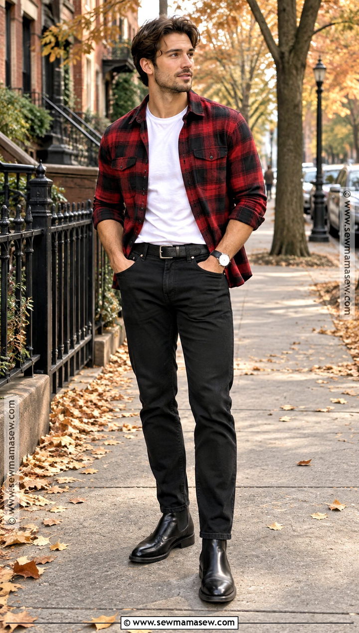Red Flannel Outfit With Black Jeans - 15 flannel outfits men fall